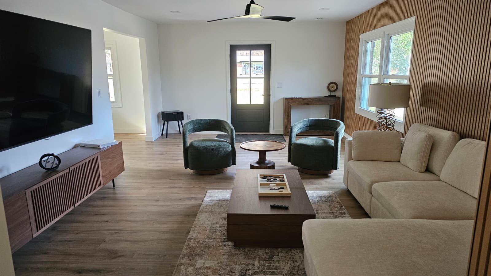 Modern mountain home living room with designer furnishings